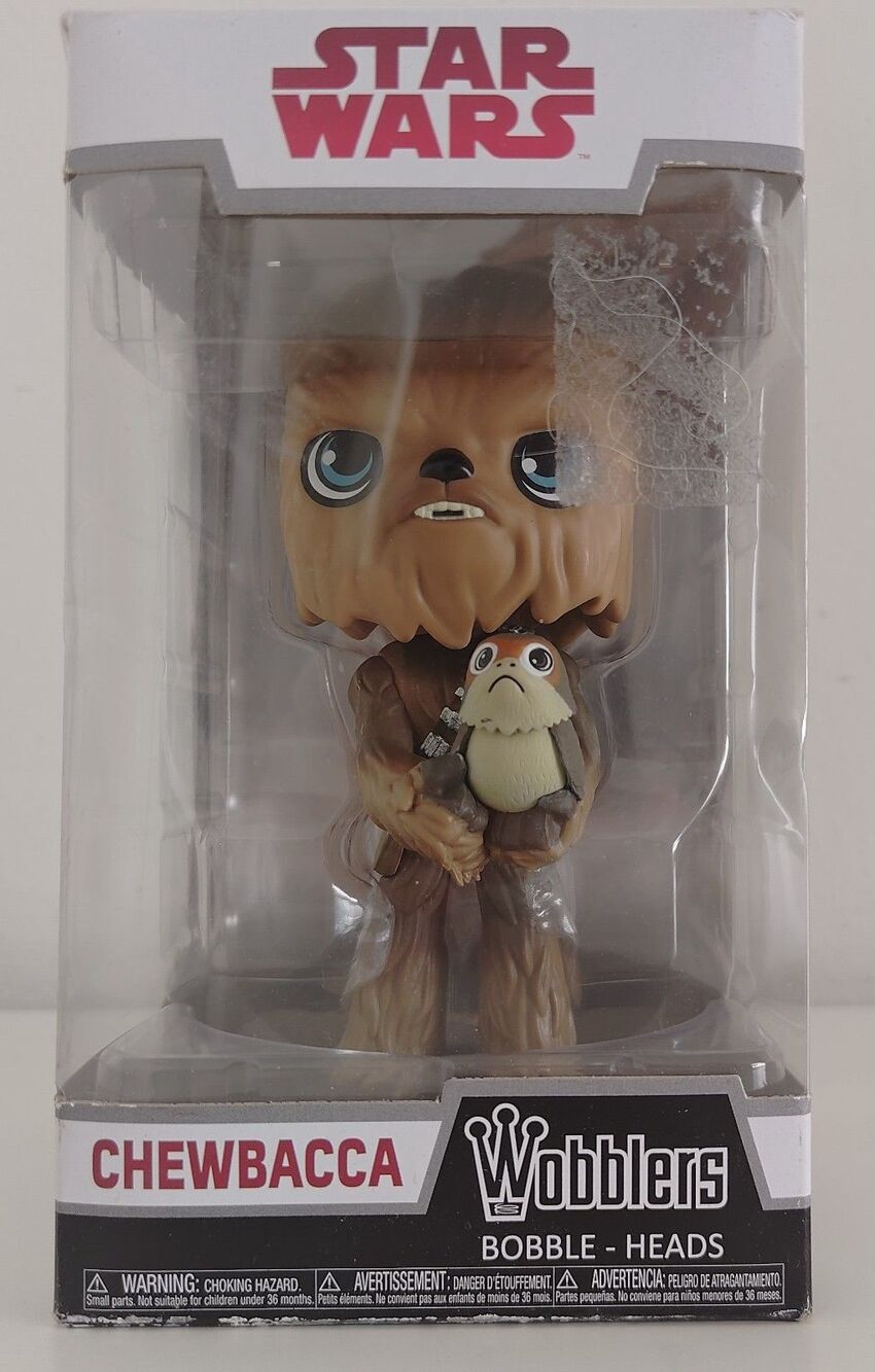 Funko Wobblers Star Wars The Last Jedi Chewbacca with Porg -VIEW BOX